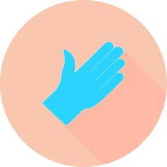Medical gloves in circle icon with long shadows. Protective rubber gloves icon for infographic, website or app. Latex hand protection sign. Housework cleaning equipment symbol.