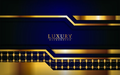 Modern luxury dark blue and gold background with overlap layers design.
