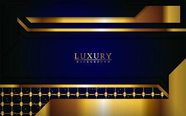 Modern luxury dark blue and gold background with overlap layers design.