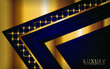 Modern luxury dark blue and gold background with overlap layers design.