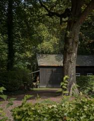 Fototapeta na wymiar Historic building. Barn at Former Bosbouwschool. Maatschappij van Weldadigheid Frederiksoord Drenthe Netherlands.