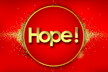 hope in golden circle stars and yellow background