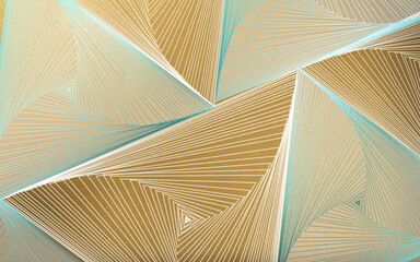Fototapety  Abstract geometric illustration of beige triangular lines on a green background.