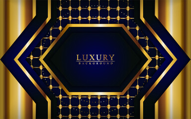 Modern luxury dark blue and gold background with overlap layers design.