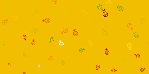 Light Green, Red vector pattern with feminism elements.