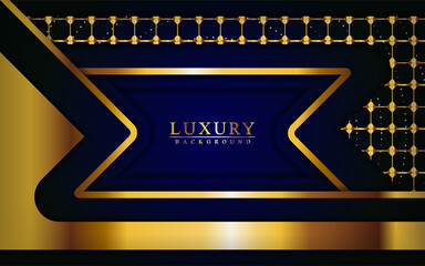 Modern luxury dark blue and gold background with overlap layers design.