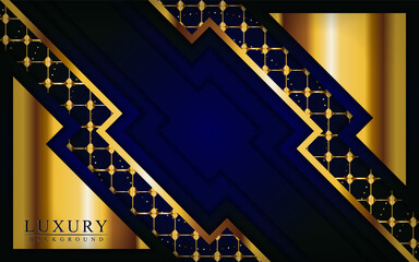 Modern luxury dark blue and gold background with overlap layers design.