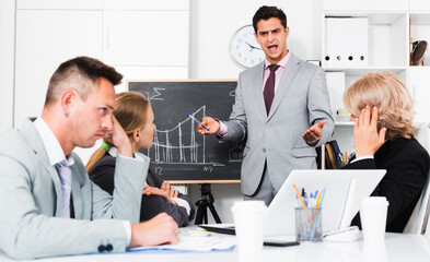 Businessman feeling angry to coworkers