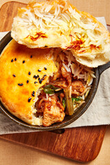 Chicken with basmati in dough