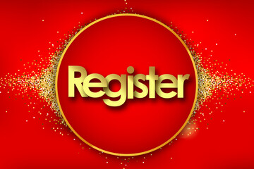 register in golden circle stars and yellow background
