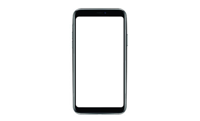 Black smartphone with blank screen isolated on white background. Mockup to showcasing mobile web-site design or screenshots your applications - Clipping Path	
