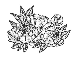 peony flower sketch raster illustration