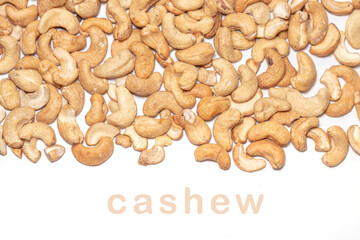 Roasted cashew nuts, texture and background.