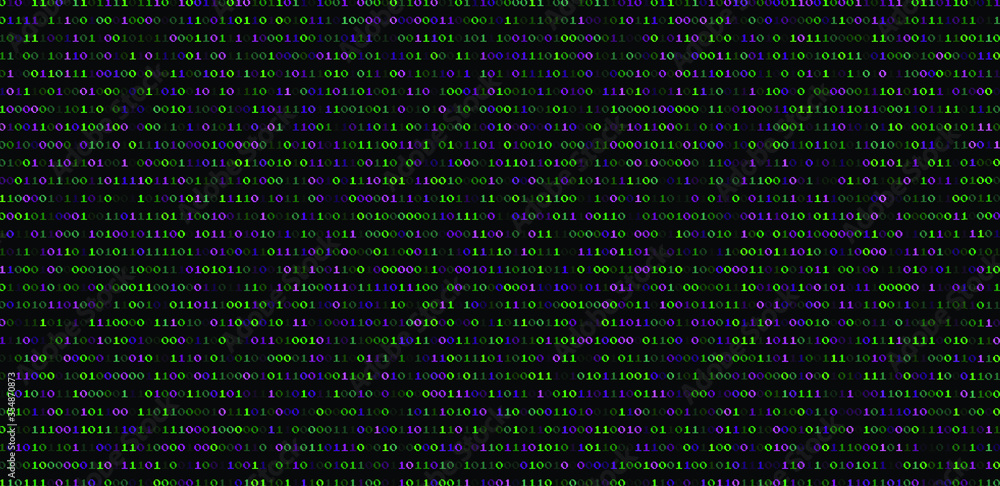 Fototapete Abstract futuristic background with binary code, cyberspace matrix with digits.
