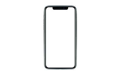 Black smartphone with blank screen isolated on white background. Mockup to showcasing mobile web-site design or screenshots your applications - Clipping Path	
