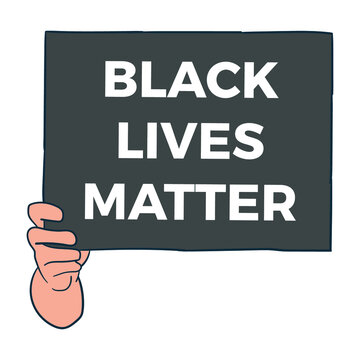 right hand holding dark paper black lives matter sentence vector illustration