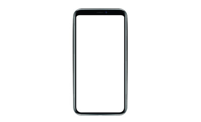 Black smartphone with blank screen isolated on white background. Mockup to showcasing mobile web-site design or screenshots your applications - Clipping Path	
