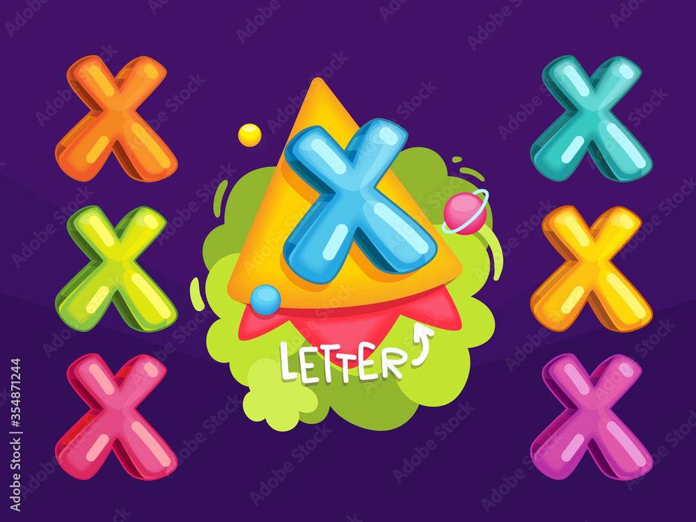 Wall mural Cartoon letter X. Kids color illustration