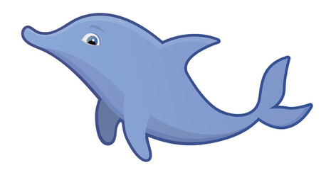 Cute cartoon dolphin vector Illustration