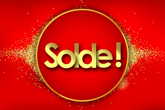solde in golden circle stars and yellow background