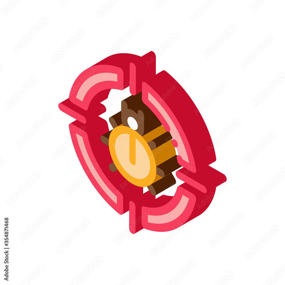 Poster bug target icon vector. isometric bug target isometric sign. color isolated symbol illustration