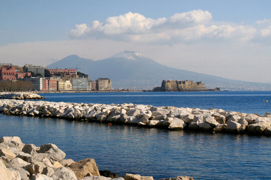 Landscape of Naples with Castel dell'Ovo and Vesuvius