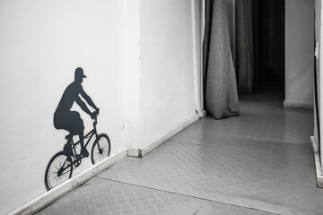 Riding a bicycle sticker in interrior 