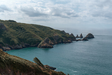 Pea Stacks the coast of the island of Guernsey 