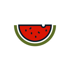 Watermelon filled outline icons. Vector illustration. Editable stroke. Isolated icon suitable for web, infographics, interface and apps.