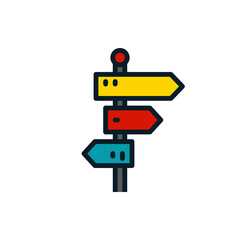 Signpost filled outline icons. Vector illustration. Editable stroke. Isolated icon suitable for web, infographics, interface and apps.