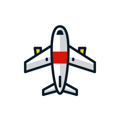 Fototapeta premium Plane filled outline icons. Vector illustration. Editable stroke. Isolated icon suitable for web, infographics, interface and apps.