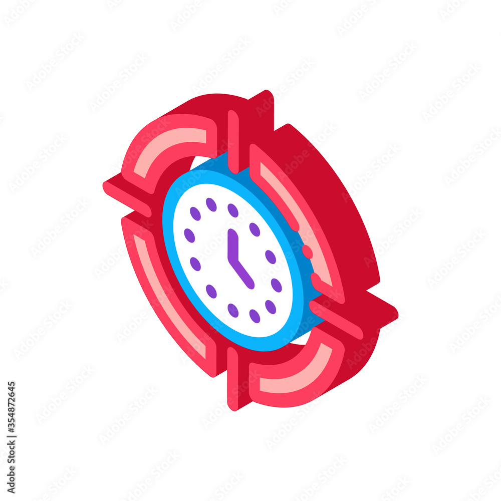 Poster target clock time icon vector. isometric target clock time isometric sign. color isolated symbol ill