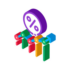 Grow Percent Icon Vector. Isometric Grow Percent isometric sign. color isolated symbol illustration