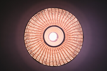 Circular Ceiling Lamp with Lit Bulb
