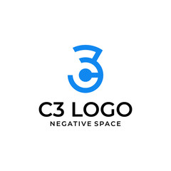 monogram logo design with a combination of letter C and number 3