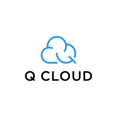 logo design cloud combination with the letter Q