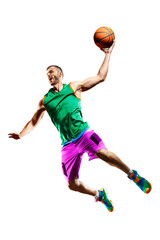 Professional basketball player isolated on white background