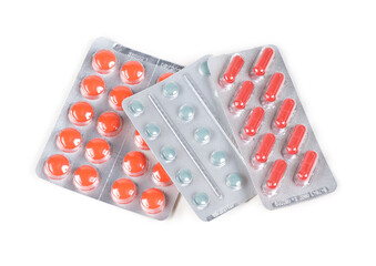 set of pills isolated on white