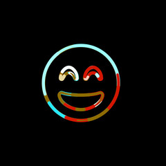 Symbol grin beam from multi-colored circles and stripes. Red, brown, blue, white