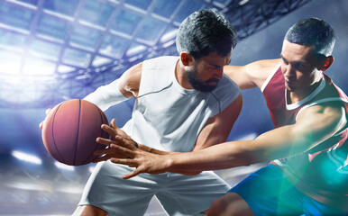 day light professional basketball players in the action