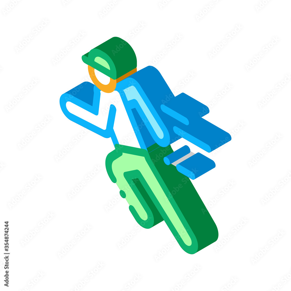 Poster running player icon vector. isometric running player isometric sign. color isolated symbol illustrat