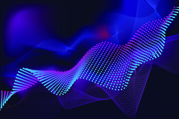 Abstract background in dark blue on the theme: neural networks, machine learning, space, artificial intelligence. Wallpapers for your desktop.