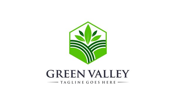 Abstract and creative green valley for nature and landscape logo design vector editable
