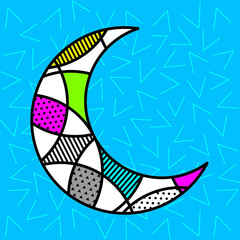 Half moon poster created in colorful pop art style