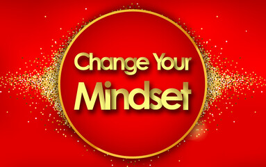 Change Your Mindset in golden circle stars and yellow background