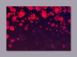 Blurred background with red bokeh lights. Romantic glitter lights backdrop use for night party banners decoration. Abstract defocused wallpaper vector illustration. Festive luminous design