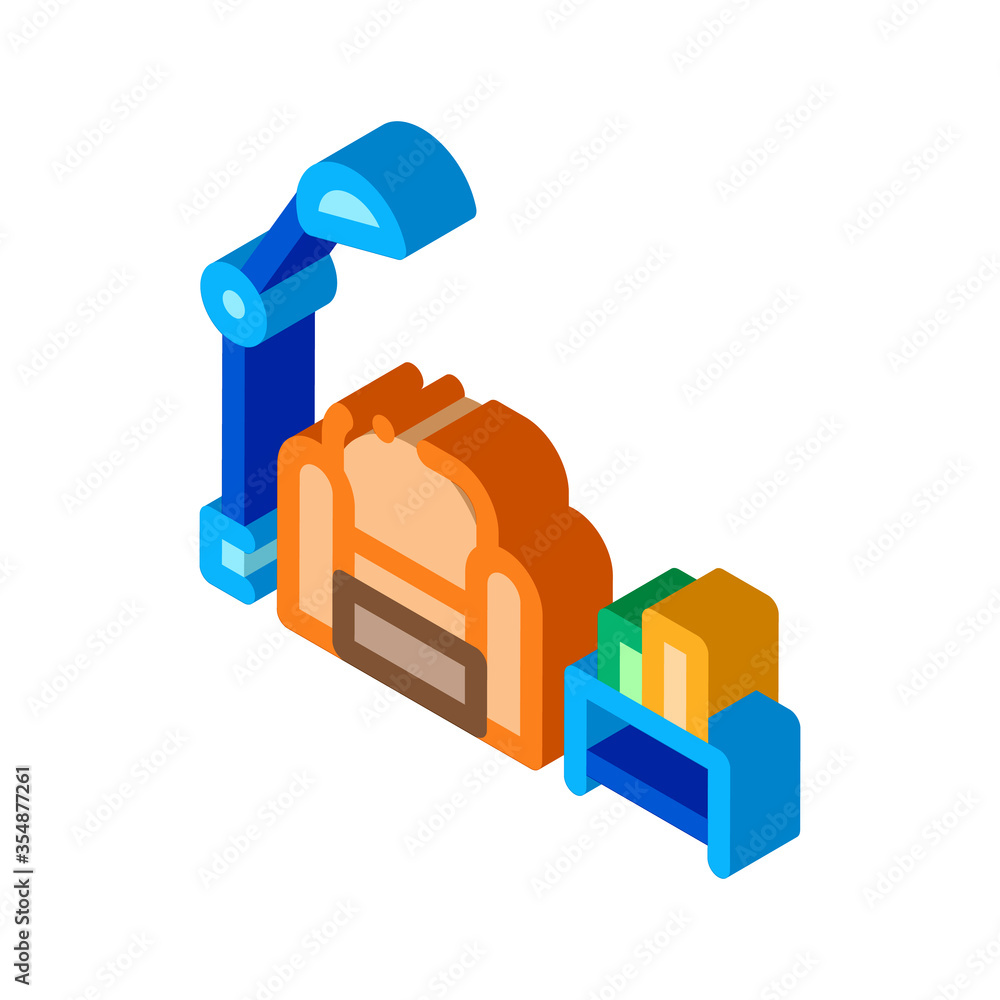 Poster reading place with lamp icon vector. isometric reading place with lamp sign. color isolated symbol i