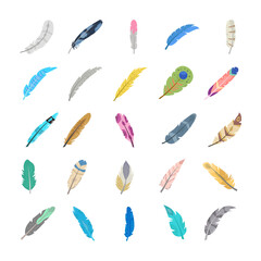 Colorful Feather Flat Icons 