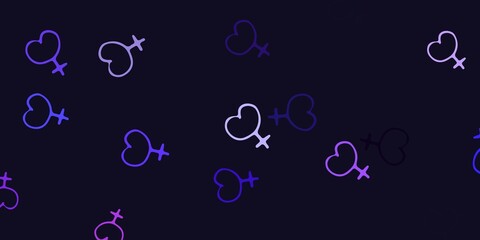 Light Purple vector template with businesswoman signs.