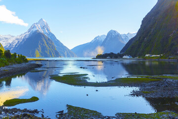 Morning Scenery of Milford Sound, South Island, New Zealand